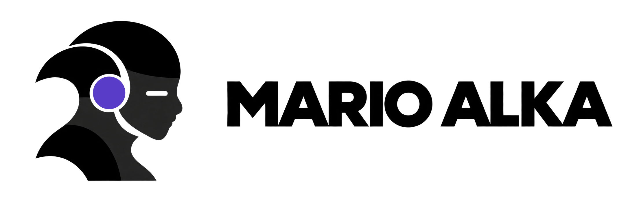 Mario Alka Logo Schwarz mit violettem Akzent
